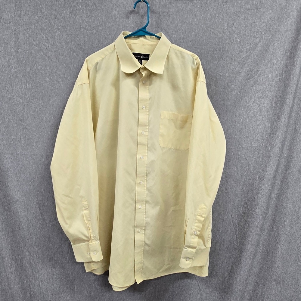 Beverly Hills Polo Club Mens XXL Yellow Long Sleeve Button Down Dress Shirt 18.5